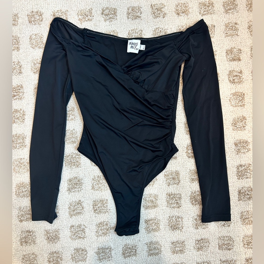 Princess Polly Black Twist Front Long Sleeve Bodysuit